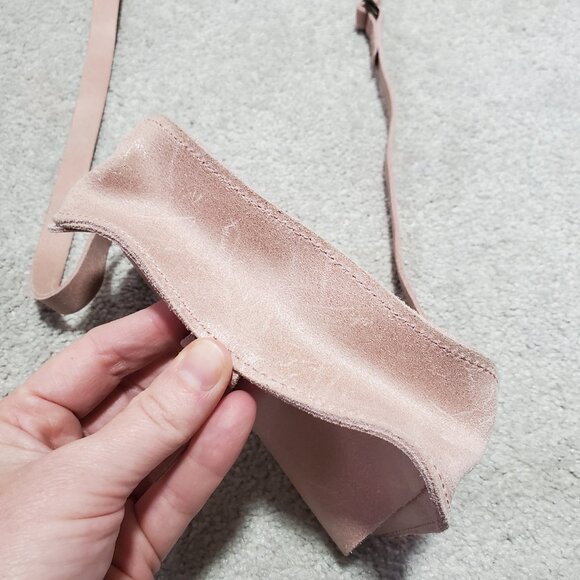 GARUGLIERI Italian Leather Belt Bag Waist Fanny Pack Purse Pastel Pink 7" x 4.5" - Picture 7 of 14